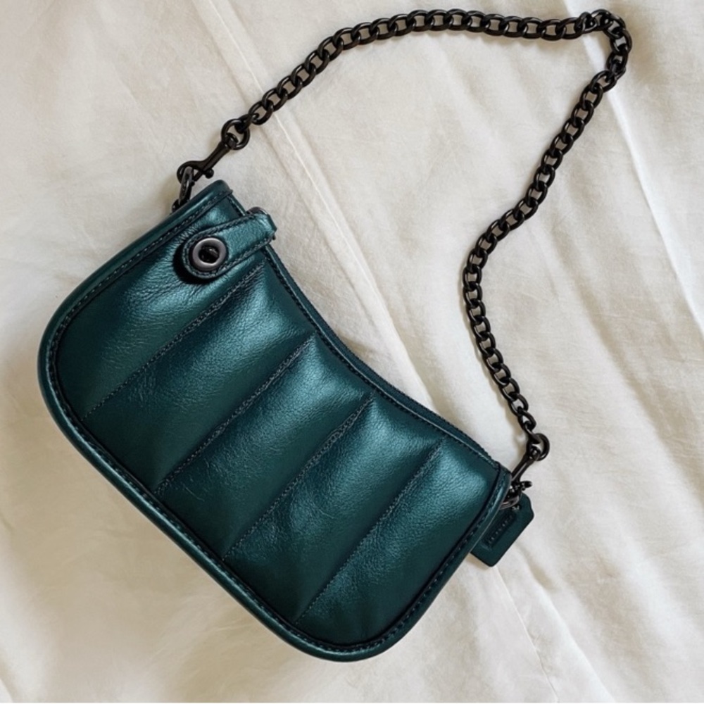 Coach Green Mini Bag with Quilted Texture and Chain Strap